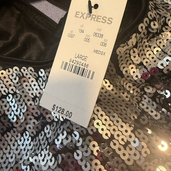 NWT Express Black and Silver Sequin Sheath Mini Dress - Picture 8 of 9